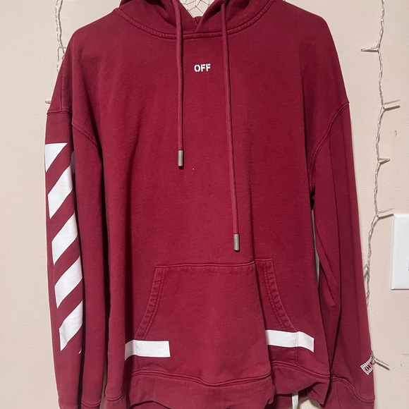 Off - white hoodie maroon size M fits medium a-large - Picture 2 of 2